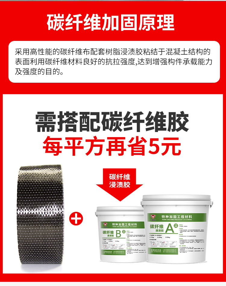 200g一级碳纤维布施工需搭配碳纤维胶
